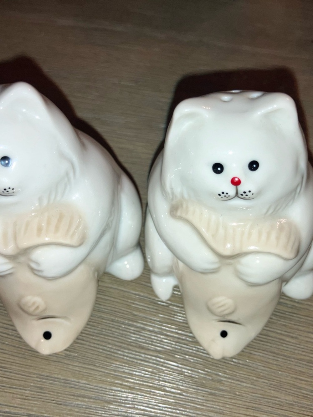 White Ceramic Cat Salt and Pepper Shakers - Set of 2
